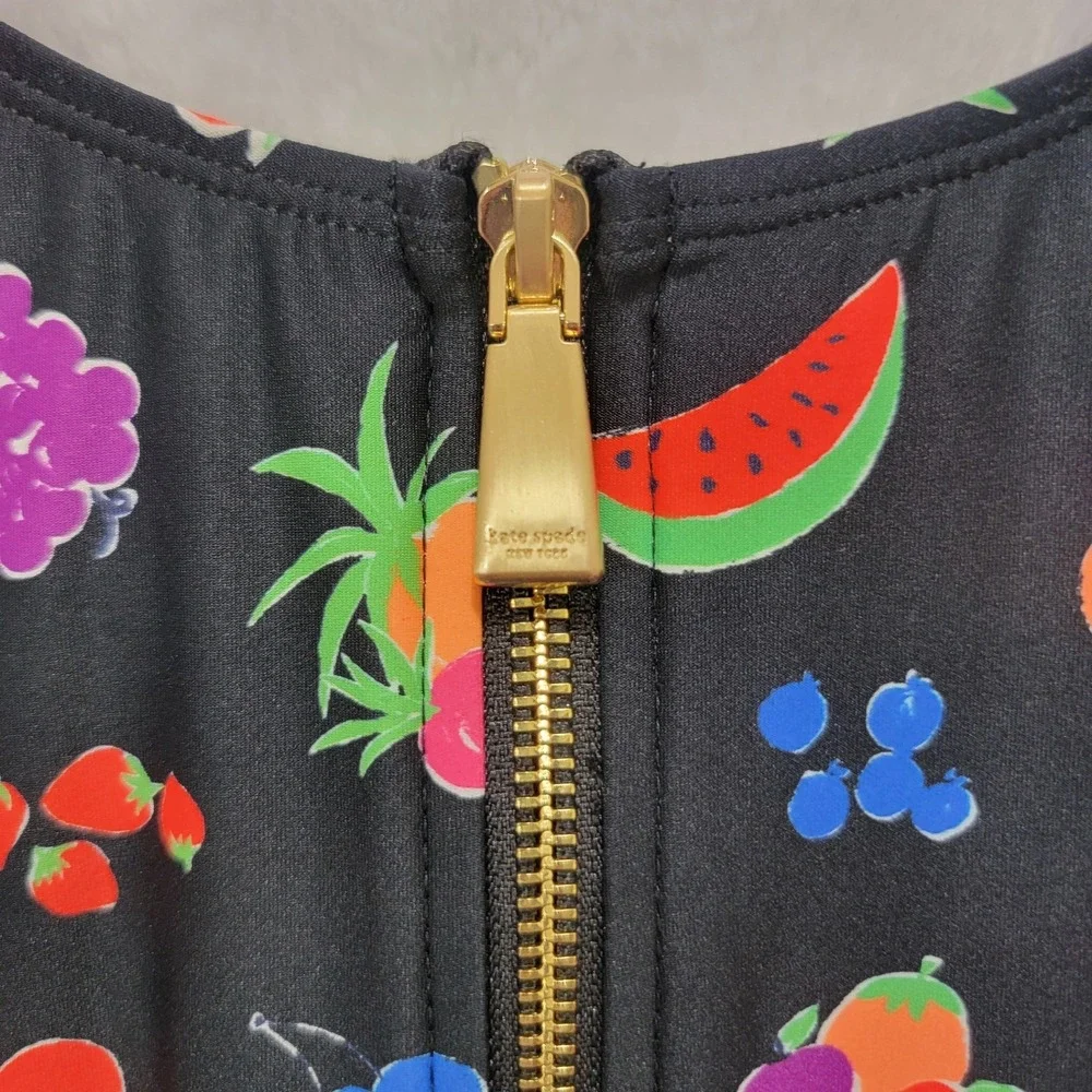 KATE SPADE Rash Guard Size M‎ Black/multi Fruits Swimsuit Long Sleeve NWT